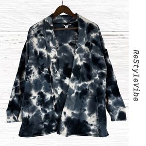 JOYLAB Women’s Size XS Cardigan Fleece Open Front Oversized Tie-Dye French Terry
